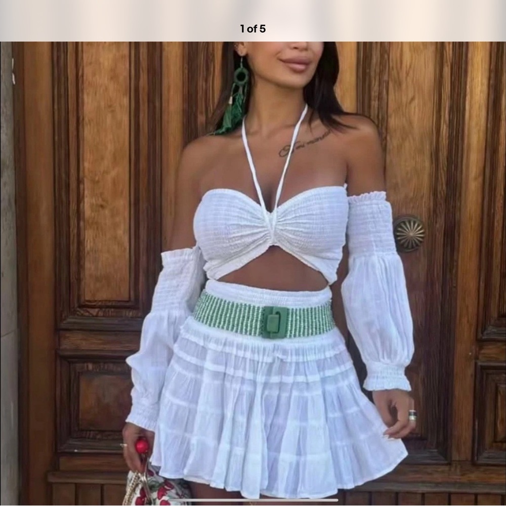 Antica Sartoria 2024 Gorgeous White Beaded Skirt & Cropped Top NWT